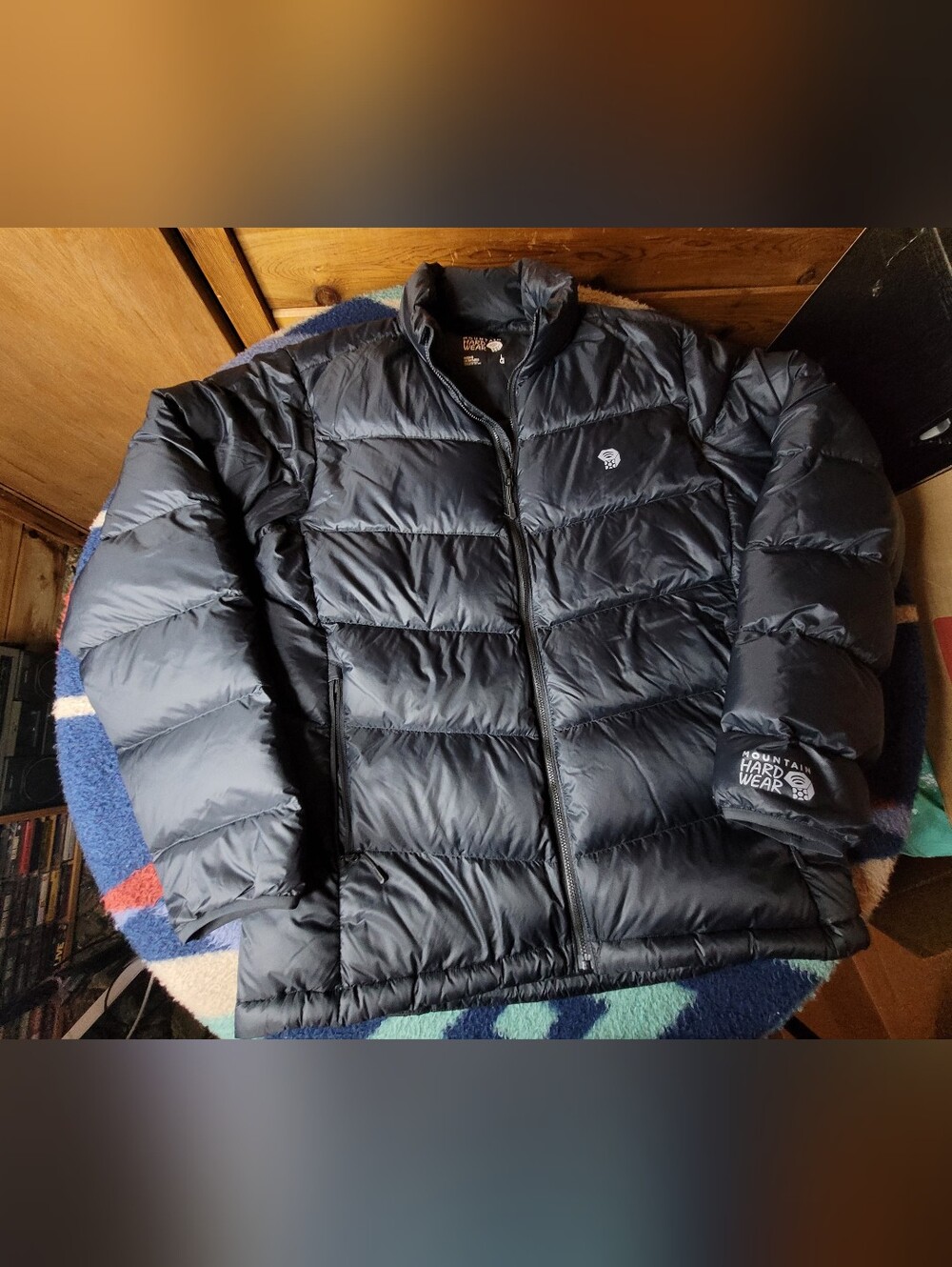 Mountain Hard Wear Puffer Jacket Mens Large Black Duck Down Feathers Full Zip